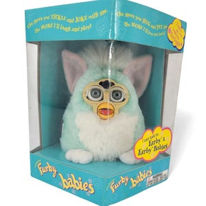 1999 Teal & White Furby Baby Tiger Electronics Hasbro NIB Vintage Electronic Toy