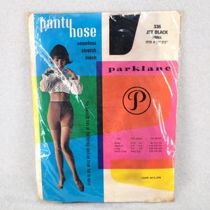Collant Vintage Parklane senza cuciture elasticizzate in rete nera, taglia piccola NOS 100% nylon
