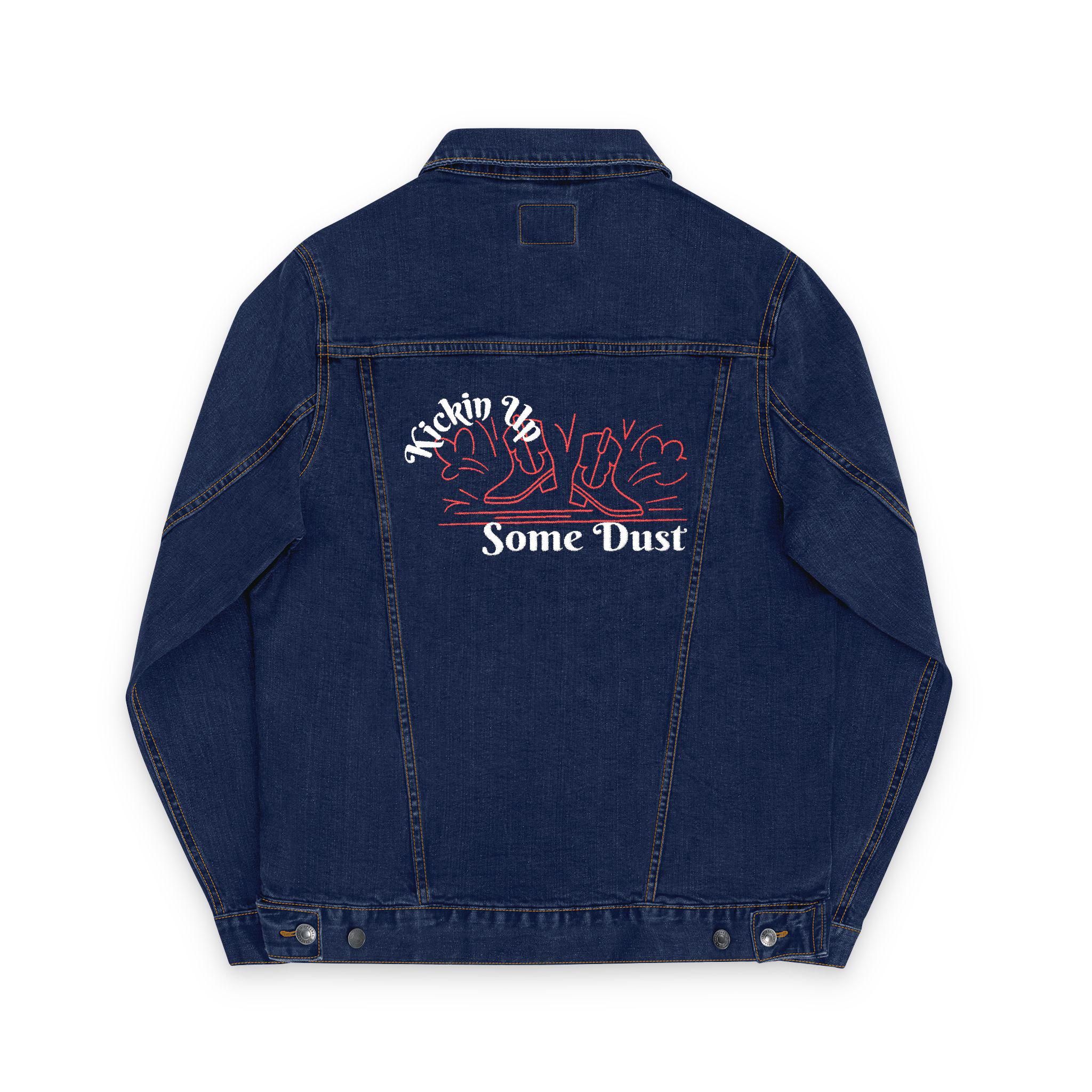 Embroidered Western Denim Jacket - Kickin up Some Dust, Line