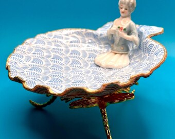 Mahjong Themed Lions paw scallop Shell. With antique European Half Doll.