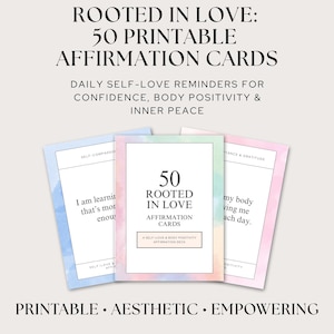 Mazzo di affermazioni sull'amor proprio e la positività / Carte stampabili fai da te / Affermazioni quotidiane "Io sono" / Citazioni su manifestazione, consapevolezza e motivazione