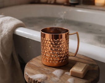 Handmade Hammered Pure Copper Mug Set |100% Pure Copper Tumblers | Ayurvedic Drinking Water Set | Eco Kitchen Gift | Moscow Mule Mugs & Cups