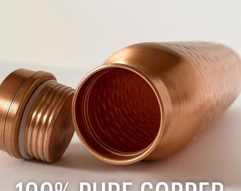 Handmade Hammered Copper Water Bottle: Ayurvedic Wellness, 1L