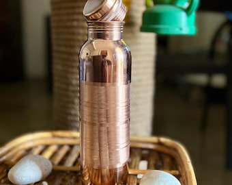 Handmade Copper Water Bottle | Ayurvedic Drinkware, 34oz