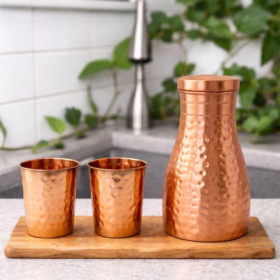 34oz Pure Hammered Copper Bottle 1L Handmade Copper Water Bottle