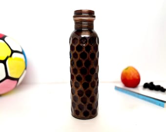 Handcrafted Honeycomb Copper Water Bottle 1L / 34oz | 100% Pure Ayurvedic Detox & Hydration Vessel