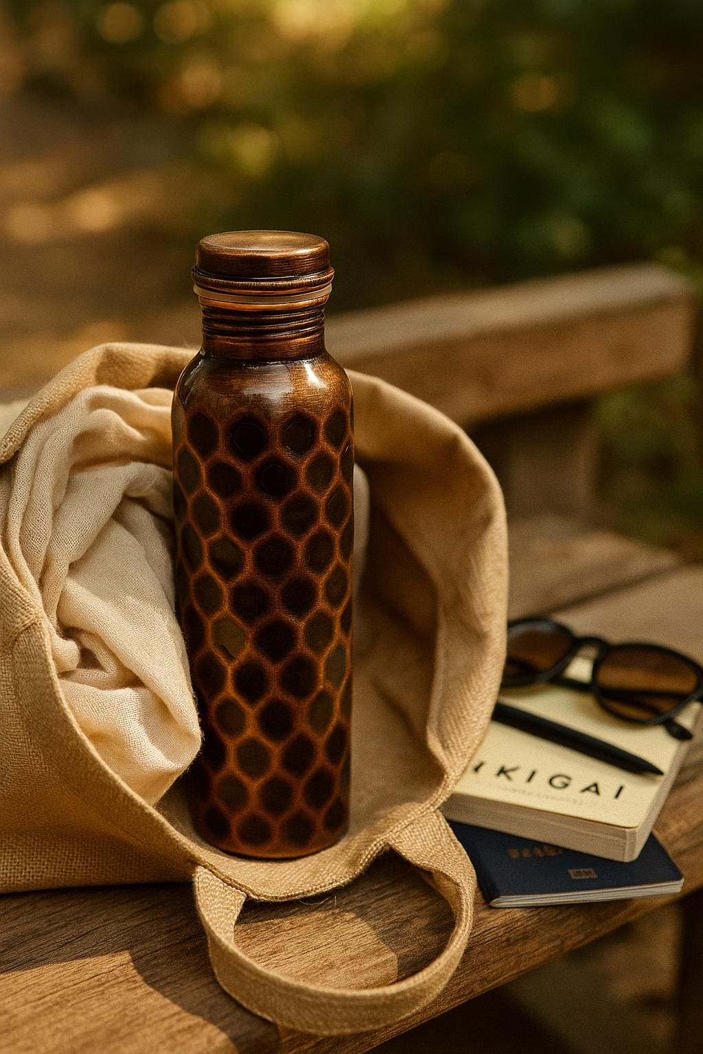 Handmade Honeycomb Copper Water Bottle 1L 34oz Ayurvedic Wellness…