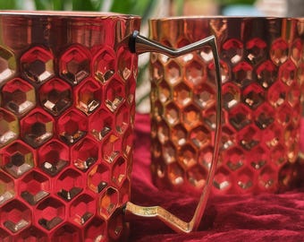 Handmade Hammered Copper Moscow Mule Mugs: Solid Copper Cups, Brass Handles (Set of 2, 4, 6, 8)