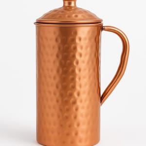 100% Pure Copper Water Pitcher – Handmade Hammered Jug with Lid – Ayurvedic Wellness – 1.5 Liter – Leak-Proof, Eco-Friendly, Made in India