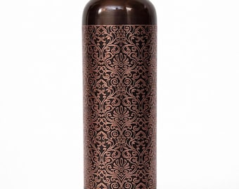Luxury Engraved Copper Water Bottle | Handcrafted Ayurvedic Wellness Bottle | Premium Sustainable Gift | Designer Copper Drinkware