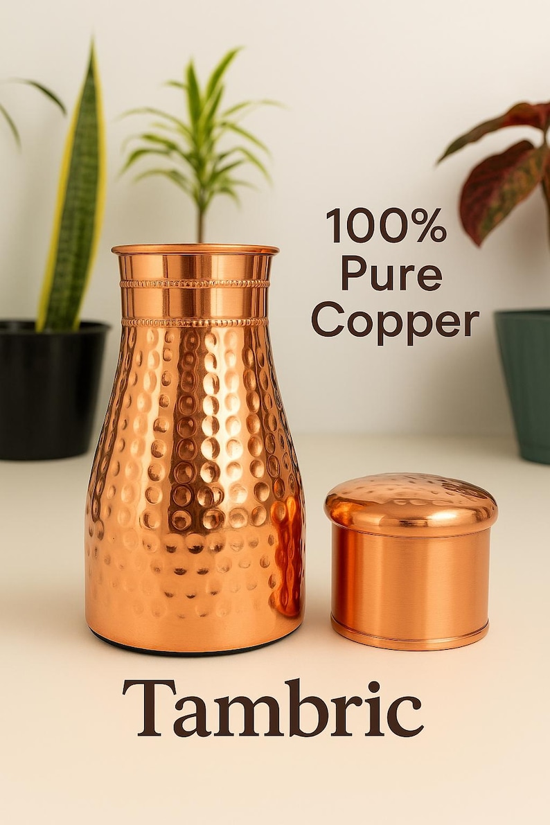 Hand-hammered Copper Water Jug / Bottle – 100% Pure Copper Wellness ...