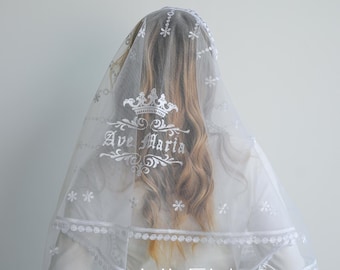 Voile chapelle dentelle mantille, voile mantille catholique, voile chapelle blanc
