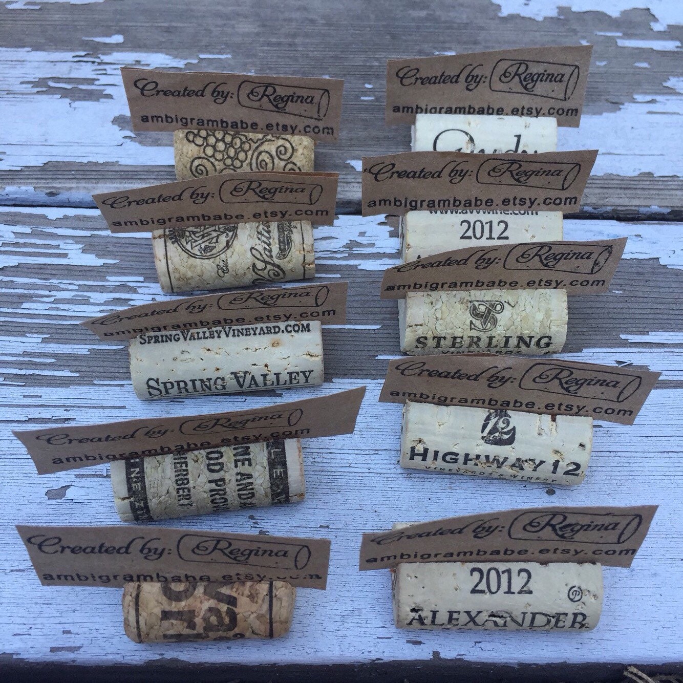 Wine cork Name card holder Etsy