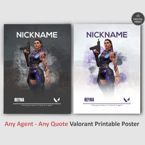 Personalisiertes Valorant Poster, Customagent Gaming Dekor, Spielzimmer Wanddruck, Reyna Geschenk, Videospiel Poster, druckbare Gamer Reyna Wandkunst