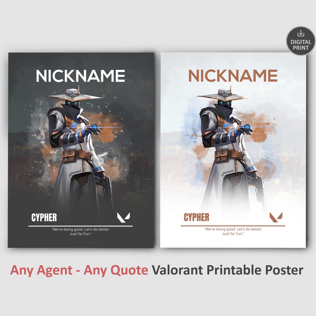 Personalized Valorant Agent Print | Custom Gamer Room Decor (digital ...