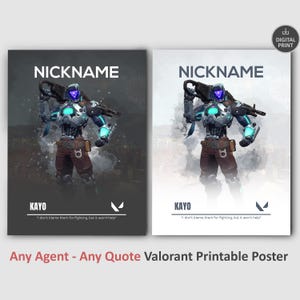 Custom Valorant Poster, Any Agent Any Quote, Personalized Gaming Wall Art, Game Room Decor, Gamer Gift, Video Game Art, Printable Poster
