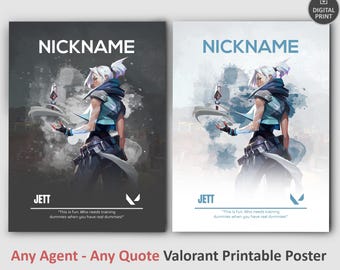 Personalized Valorant Any Agent Poster, Custom Game Room Decor, Digital Download