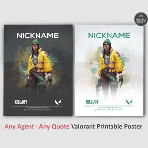 Custom Valorant Poster, Personalized Any Agent Gaming Wall Art, Video Game Room Decor, Gamer Gift, Printable Killjoy, Digital Download
