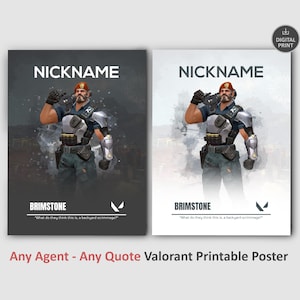 Personalized Valorant Poster, Any Agent Any Quote, Custom Gaming Decor, Game Room Wall Print, Gamer Gift, Video Game Art, Printable Poster