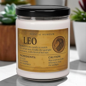 Löwe Duftkerze, Sojakerze, Löwe Sternzeichen 9oz - Sarkastisches Geschenk, Horoskop Kerzenhalter, Geburtstagsgeschenk, Dekoration, Unikat