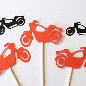 Motorcycle Cupcake Topper, Set of 12, Party Favor Motor Bike Birthday ...
