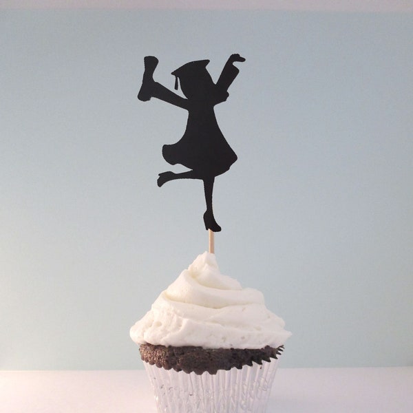 Graduation Girl 2 Cupcake Topper, Grad Die Cuts Food Picks, Unique Graduate Table Decor Color Options Class of 2024