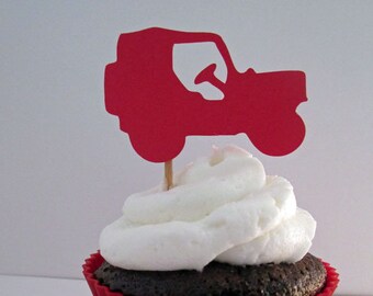 Adventurer ATV Cupcake Topper, SUV Die Cut, Set of 12, All Terrain Vehicle, Safari, Outback, Jungle, Hunter Fisherman Adventure Awaits