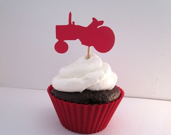 Farm Tractor Cupcake Toppers: Die Cut Party Decor