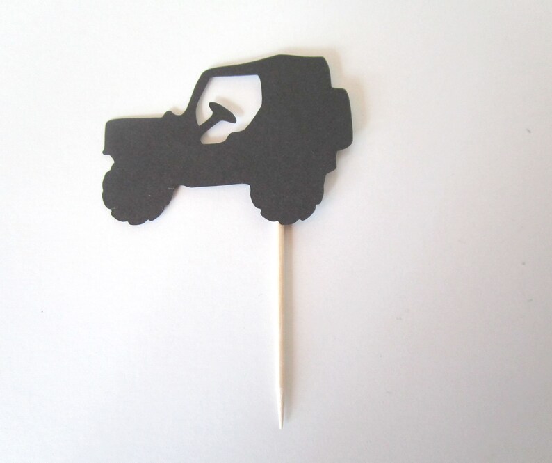Off-Road Trucks Cupcake Topper, 4-Wheeler, Die Cuts, Birthday Decor, Mudding Party Pick, Extreme Sports, Sets of 12, with Confetti Option image 6