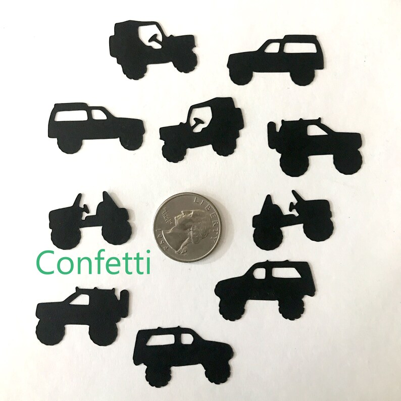 Off-Road Trucks Cupcake Topper, 4-Wheeler, Die Cuts, Birthday Decor, Mudding Party Pick, Extreme Sports, Sets of 12, with Confetti Option image 8