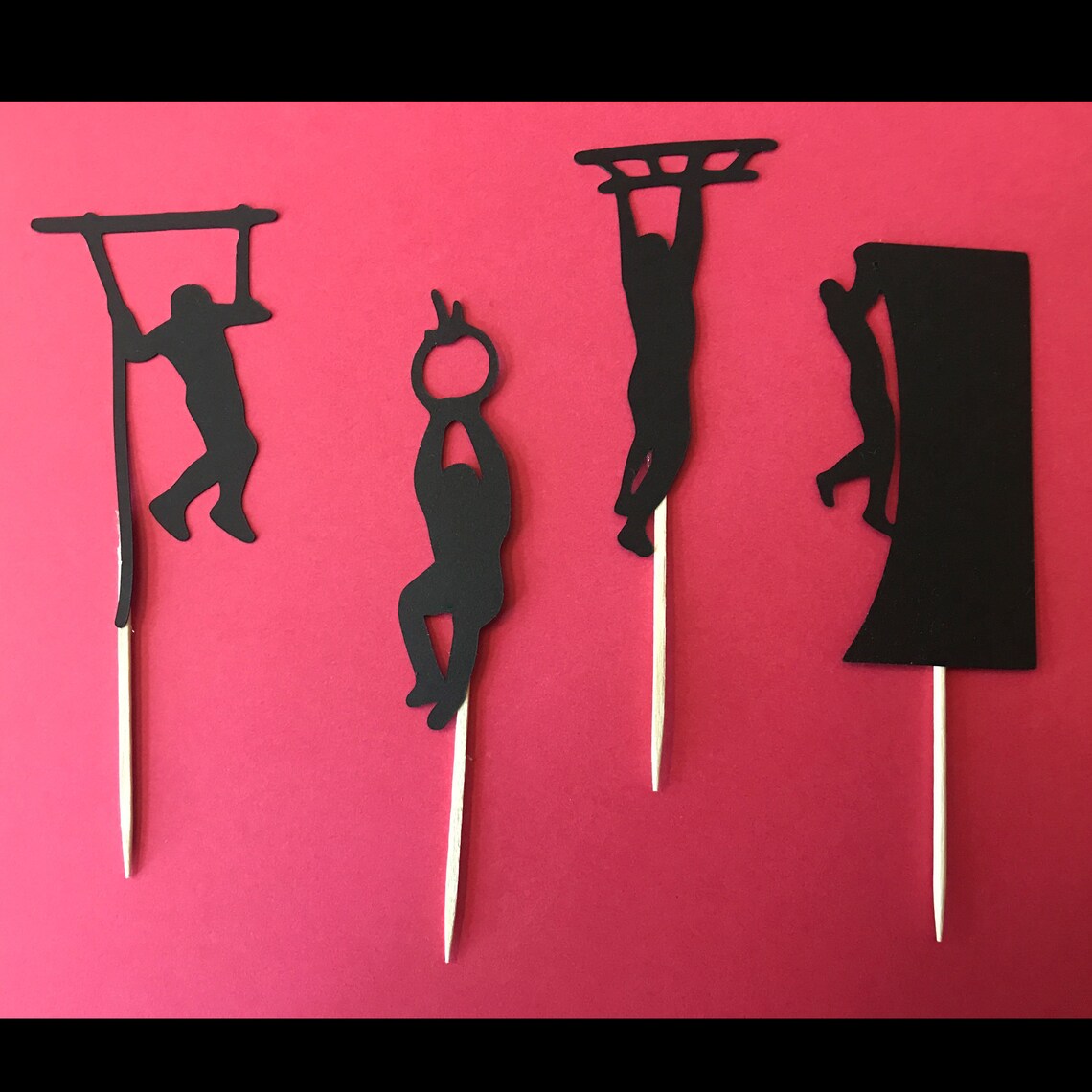 Course Topper Sticker Obstacle Course Cupcake Toppers, Warrior Competition Die Cuts, Warped ...