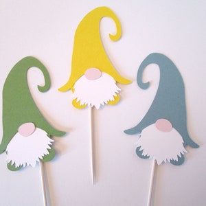 Gnome Cupcake Topper, Woodland Elf Die Cut Food Pick, Set of 12, Color Options, Other - specify