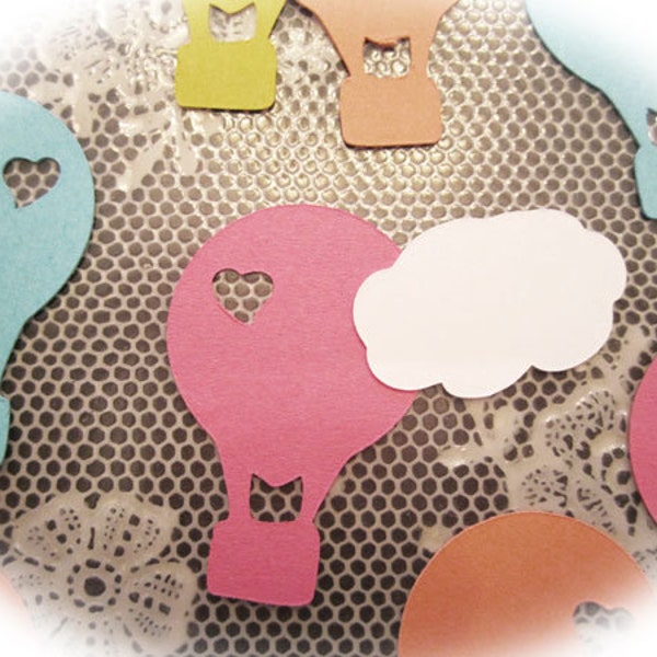 Hot Air Balloon Confetti in Coral, Pink, Aqua, Yellow, Baby, Wedding, Shower, Party Die Cuts