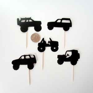 Off-Road Trucks Cupcake Topper, 4-Wheeler, Die Cuts, Birthday Decor, Mudding Party Pick, Extreme Sports, Sets of 12, with Confetti Option image 2