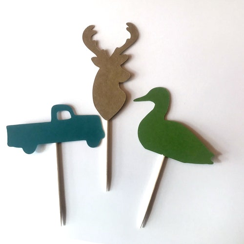 Ducks, Bucks, Trucks Cupcake Topper Die Cuts, Birthday or Retirement Party, Snack & Food Pick