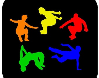 Parkour Die Cuts, Boy and Girl, Size Options, 2.5", 3.5", 4.5", 5.5", 7", 10", Jump Obstacle Course, Extreme Sport Party Decor