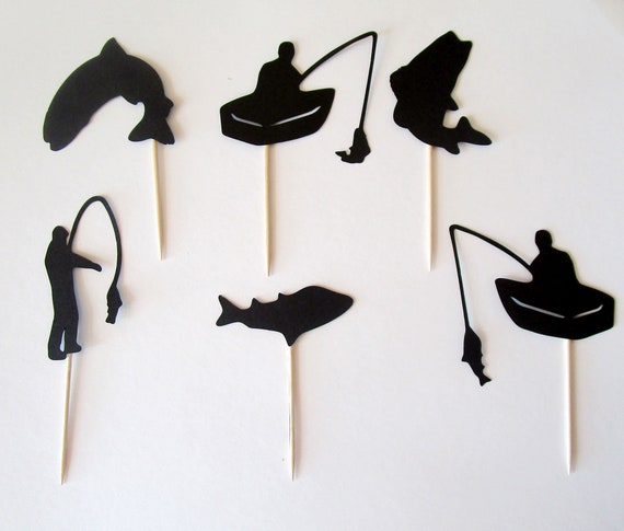 Fisherman Cupcake Topper, Fish Birthday Decor, Retirement Party Picks, Fishing  Rod, Boat, Vacation Die Cuts, Sets of 12 