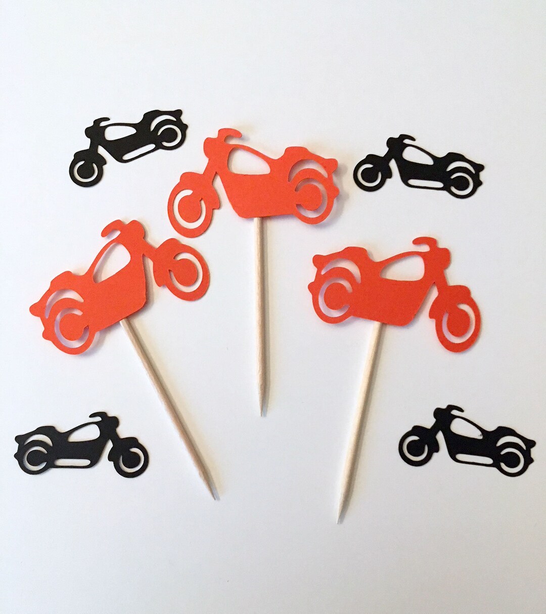 Motorcycle Cupcake Topper, Set of 12, Party Favor Motor Bike Birthday ...