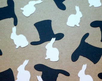 Magician Hat and Rabbit Confetti Die Cut, Magic Birthday Party, Illusionist Table Sprinkles Rabbit in a Hat Party Decor