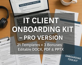 IT Support Kit für MSPs | 21 Bearbeitbare Werkzeuge + 3 Boni | PDF-, Notion- und Ppt-Vorlagen für IT-Berater und Freelancer