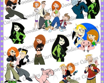 Kim Possible JPG PNG PDF Cartoon Digital File Bundle . Instant Download.  clipart 90's