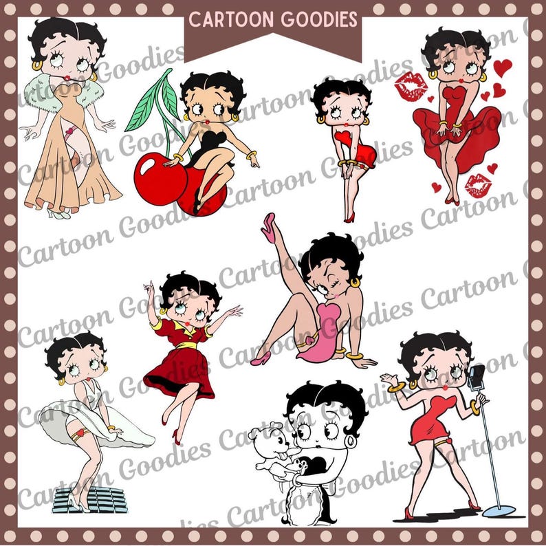 Betty Boop JPG PNG PDF Cartoon Digital File Bundle . Instant Download ...