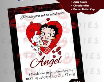 Betty Boop Invitation Bundle  Digital File . Instant Download Birthday
