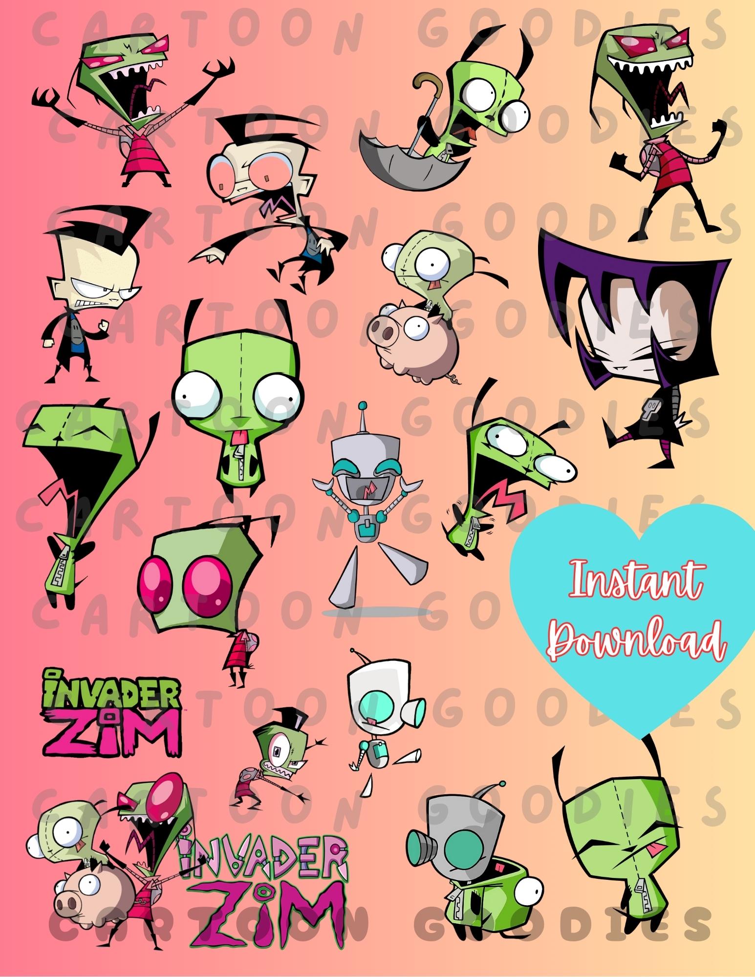 Invader Zim Clipart Bundle: Cartoon PNG JPG PDF Files (digital Download ...