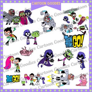 Teen Titans Go PNG JPG PDF Cartoon digitaal bestand bundel. Direct downloaden. Verjaardag verjaardag.