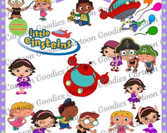 Einstein Cartoon Clipart Bundle: JPG, PNG, PDF (Digital Download)