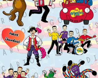 The Wiggles Birthday Clipart Bundle Cartoon JPG PNG PDF Digital Files