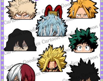 Pegatinas de personajes del anime MHA, paquete de archivos (descarga digital)