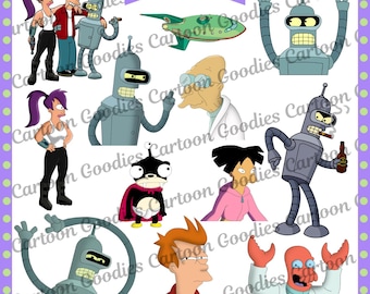 Futurama PNG JPG PDF Doc Cartoon Digital File Bundle . Instant Download. Clipart Birthday