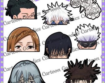 Paquete de pegatinas de Jujutsu Kaisen: Anime PNG, JPG, PDF y Doc (descarga digital)